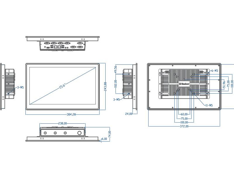 Windows Industrial Panel PC EM-PPC15S PRO